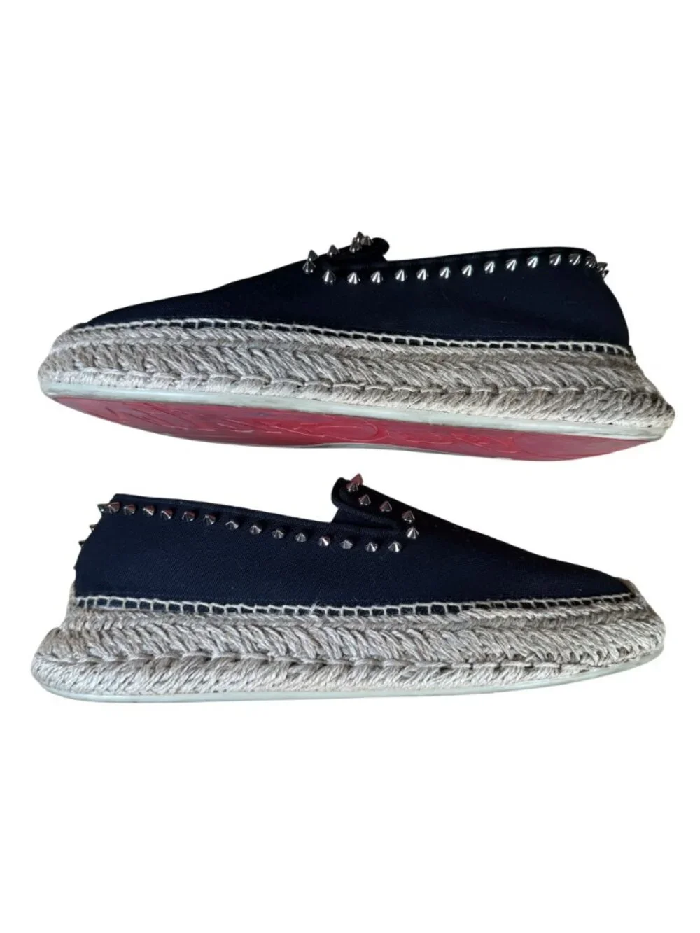Christian Louboutin Espaboat Obscur Black Espadrille Spiked Shoes EU 42 US 12